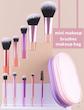 ست براش ۱۰ عددی با کیف چرمی اورجینال شین (شی ان) رنگ صورتی بنفش  SHEIN Makeup Brush Set 