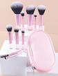 ست براش ۱۰ عددی با کیف چرمی اورجینال شین (شی ان) رنگ صورتی SHEIN Makeup Brush Set 