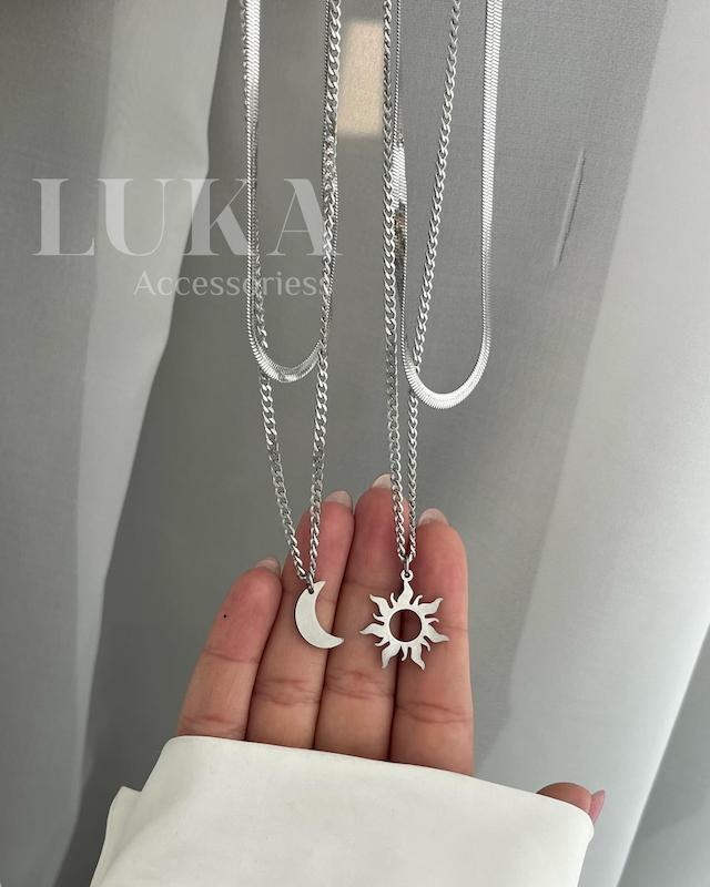 گردنبند دو لاین ماه و خورشید