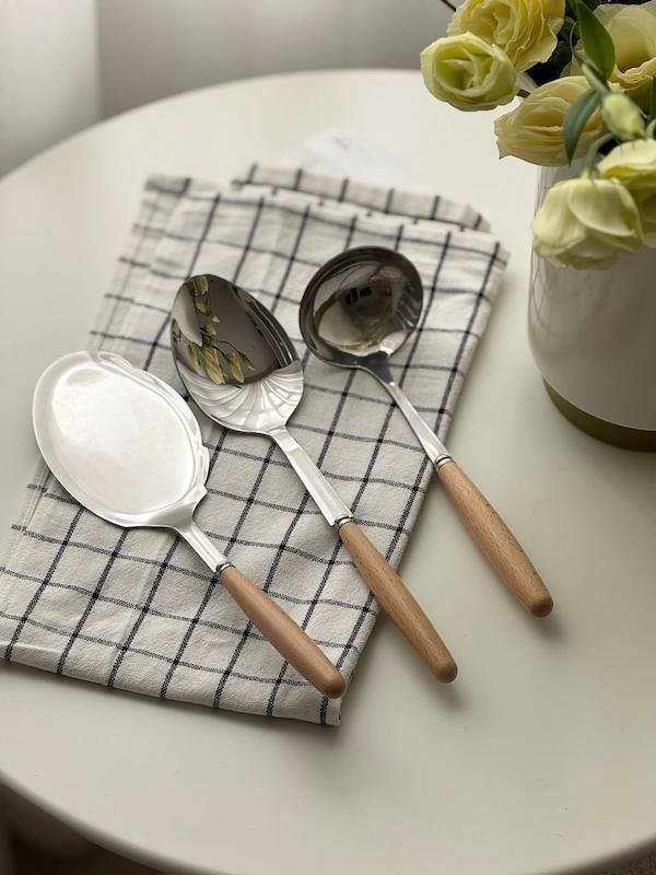 کفگیر و ملاقه دسته چوبی 