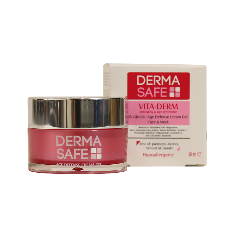 کرم ژل ضد چروک و مغذی صورت و گردن ویتادرم درماسیف 50 میلی لیتر Age Defense Cream Gel