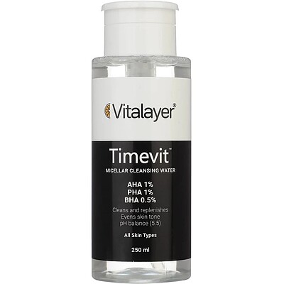 محلول پاک کننده آرایش تایم ویت ویتالیر Timevit Micellar Cleansing Water Vitalayer