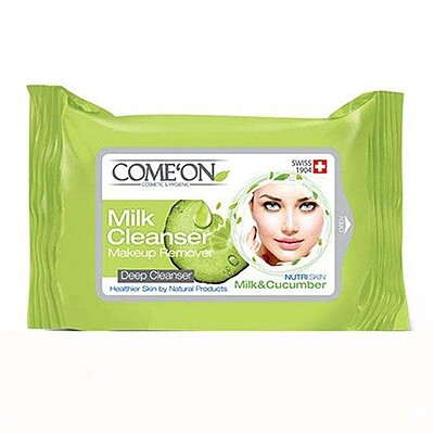 دستمال مرطوب پاک کننده آرایش 20 عددی کامان Milk Cleanser Makeup Remover Wipes 20