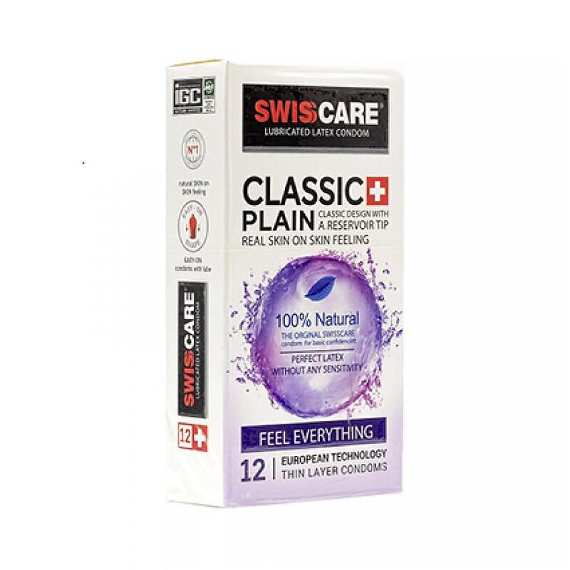 کاندوم کلاسیک سوئیس کر Swisscare Classic Plain بسته ۱۲ عددی