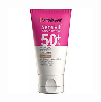 کرم ضد آفتاب سنسی ویت ویتالیر رنگی بژ طبیعی  Sensitive Sunscreen Cream SPF50 Vitalayer