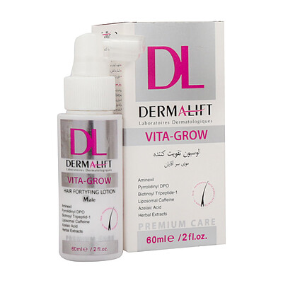 لوسیون تقویت کننده موی سر آقایان ویتا گرو درمالیفت ۶۰ میلی لیتر Dermalift Vita Grow Hair Men Fortifying Lotion 60 Ml