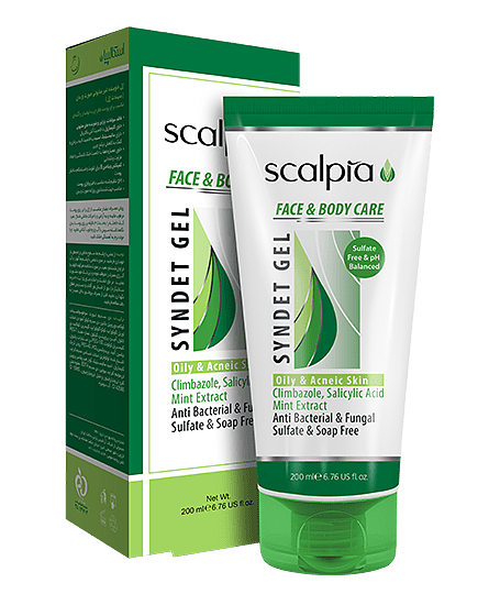 سیندت ژل پوست چرب  Scalpia|اسکالپیا ژل شوینده غیر صابونی صورت و بدن پوست چرب    Body And Face Cleansing Syndet Gel For Oily Skin