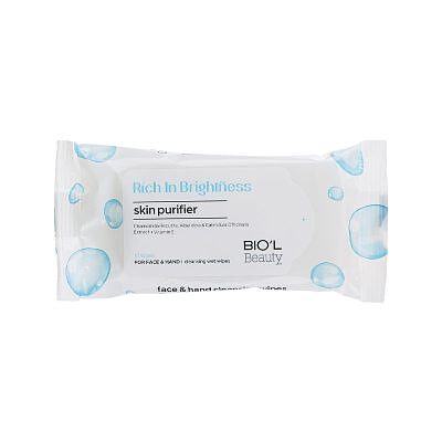 دستمال مرطوب پاک کننده دست و صورت روشن کننده Rich In Brightness Face And Hand Cleanser Wet Wipes Biol