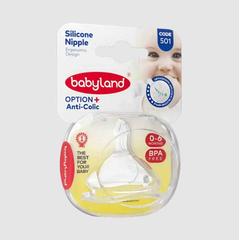 سر شیشه ارتودنسی کودک بی بی لند کد 501 مناسب نوزادان 0 تا 6 ماه Baby Land Orthodontic Nipple Code 501