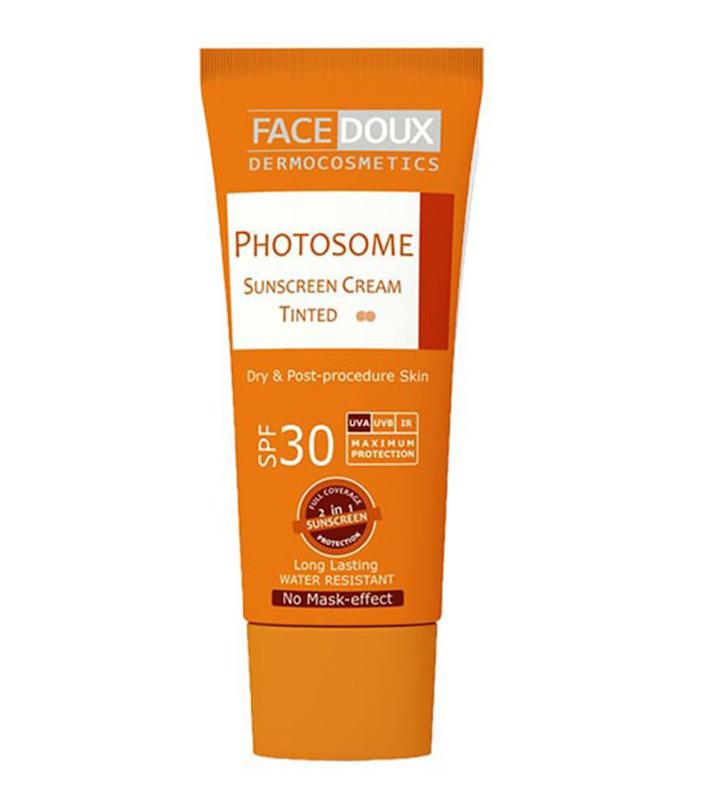 کرم ضد آفتاب رنگی فوتوزوم SPF 30 (بژ روشن 02) فیس دوکس Photosome Sunscreen Cream Tinted SPF30 Face Doux