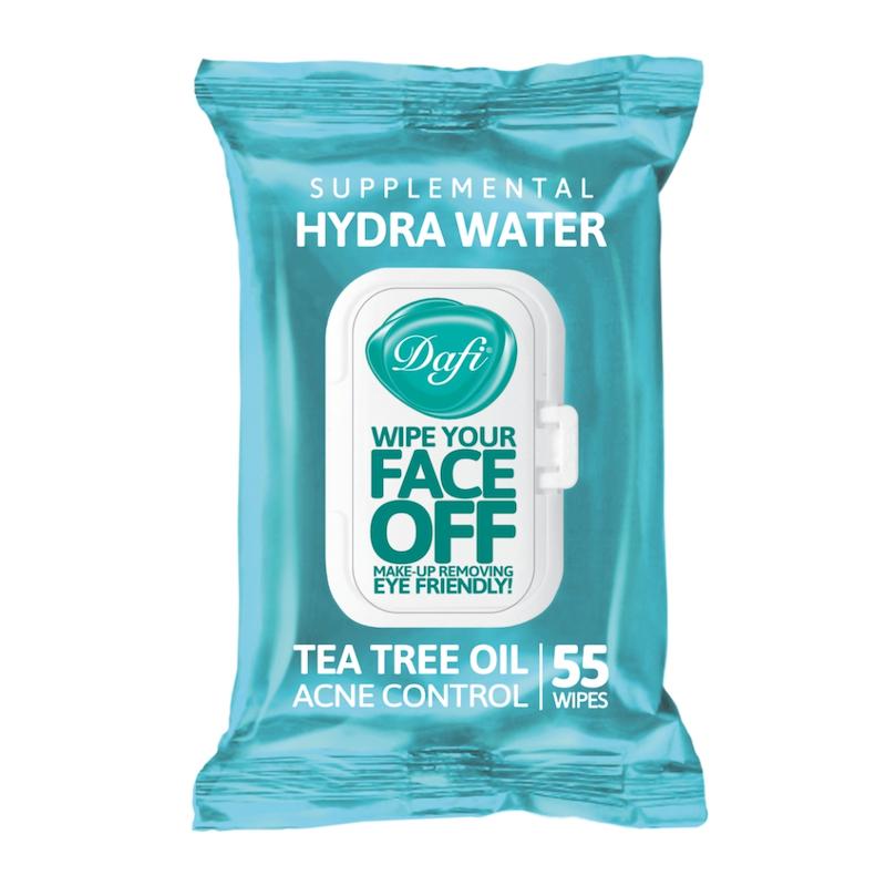 دستمال مرطوب پاک کننده آرایش دافی Dafi مدل Hydra Water بسته 55 عددی Dafi Face Off Tea Tree Oil Makeup Remover Hydra Water 55pcs