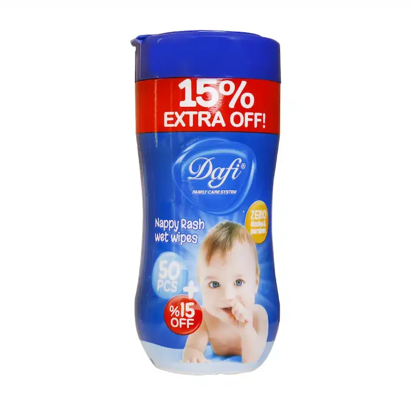 دستمال مرطوب پاک کننده کودک دافی مناسب التهاب و سوختگی 50 عدد Dafi Nappy Rash Wet Wipes 50 pcs