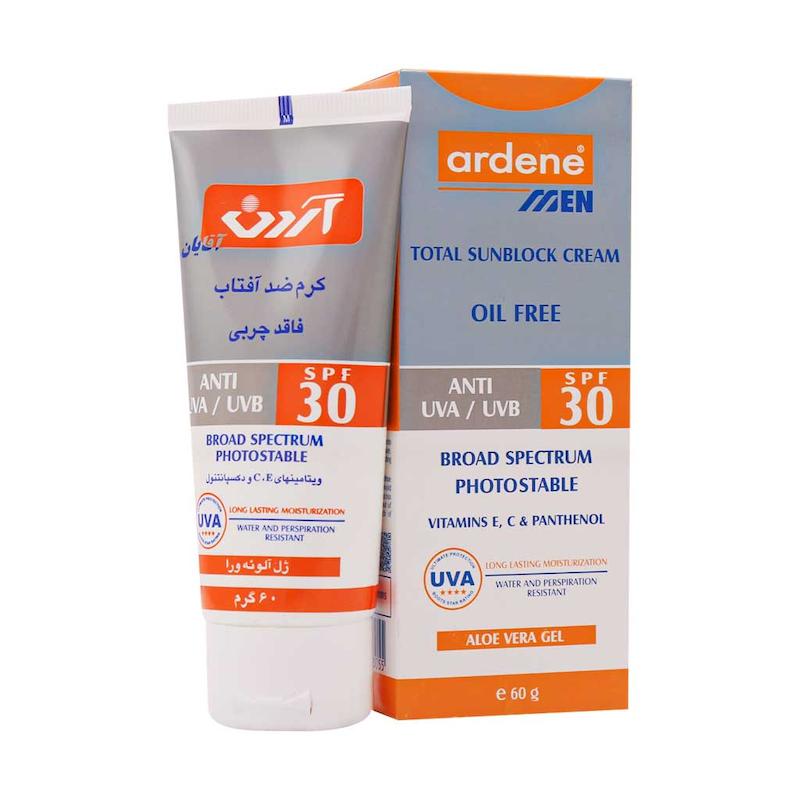 کرم ضد آفتاب مردانه آردن SPF30 فاقد چربی ۶۰ گرم Ardene Total Sunblock Cream Oil Free For Men SPF30 60 g