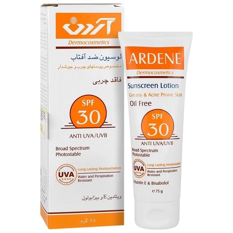 لوسیون ضد آفتاب اس پی اف 30 فاقد چربی آردن مناسب پوست چرب حجم 75 گرم ardene spf 30 oil free sunscreen lotion