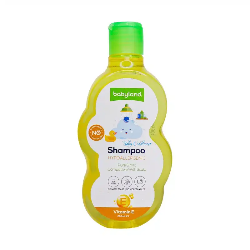 شامپو بچه حاوی ویتامین E بیبی لند 200 میلی لیتر Babyland Shampoo Hypoallergenic with vitamin E 200ml