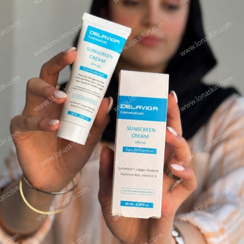 کرم ضد آفتاب پوست های خشک و حساس دلاویگا  Sunscreen Cream SPF 50 Sun Protection Delaviga