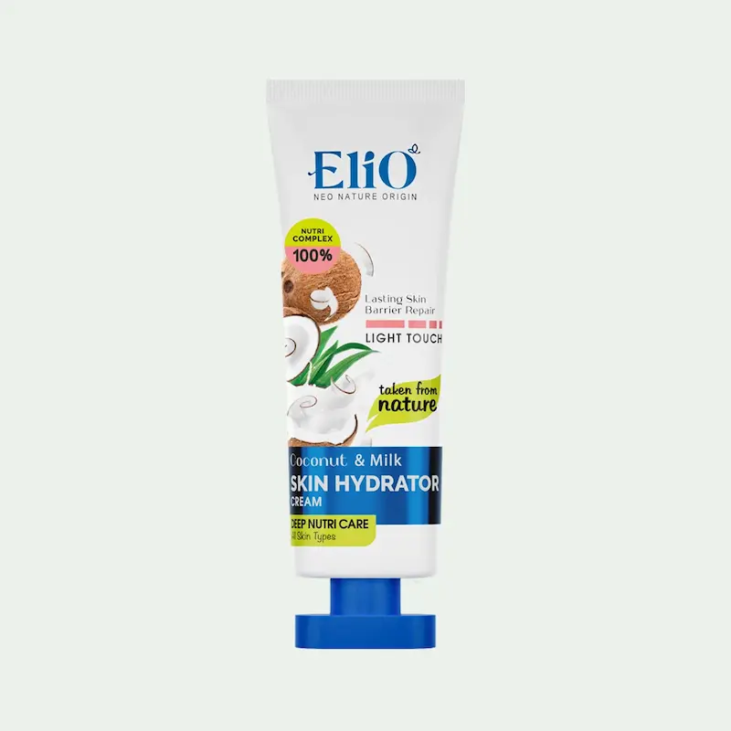 کرم مرطوب کننده نارگیل و شیر حجم 75 میلی لیتر الیو Elio Coconut And Milk Skin Hydrator Cream 75 ml