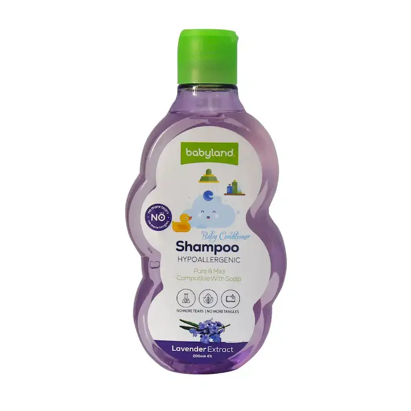 شامپو نرم کننده بچه حاوی عصاره اسطوخودوس بیبی لند 200  میلی  Babyland Hypoallergenic Lavender Extract Shampoo 
