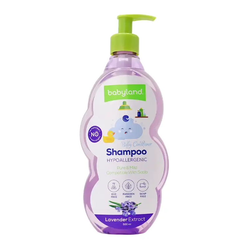 شامپو و نرم کننده بچه بی بی لند با عصاره اسطخودوس حجم 500 میلی لیتر Baby Land Lavender Shampoo 500 ml