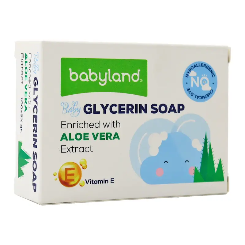 صابون شفاف بچه حاوی عصاره آلوئه ورا بی بی لند 100 گرم BabyLand transparent baby soap aloe vera 100 gr
