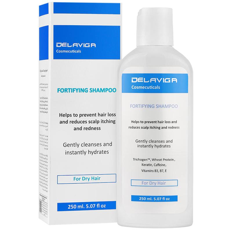 شامپو تقویت کننده موی خشک دلاویگا 250 میلی لیتر  Fortifying Shampoo For Dry Hair