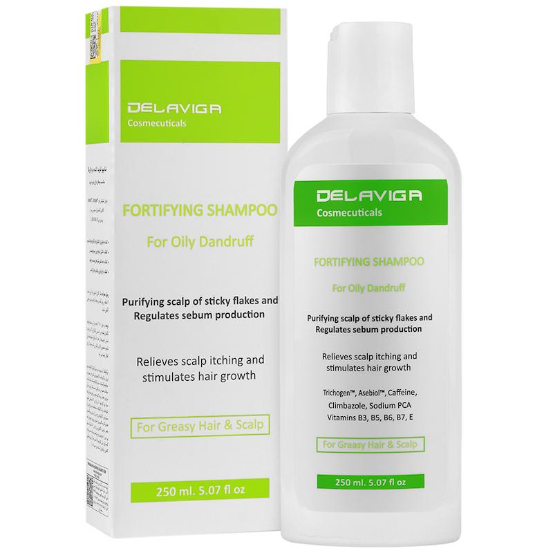 شامپو تقویت کننده مو دارای شوره چرب دلاویگا Fortifying Shampoo For Oily Dandruff