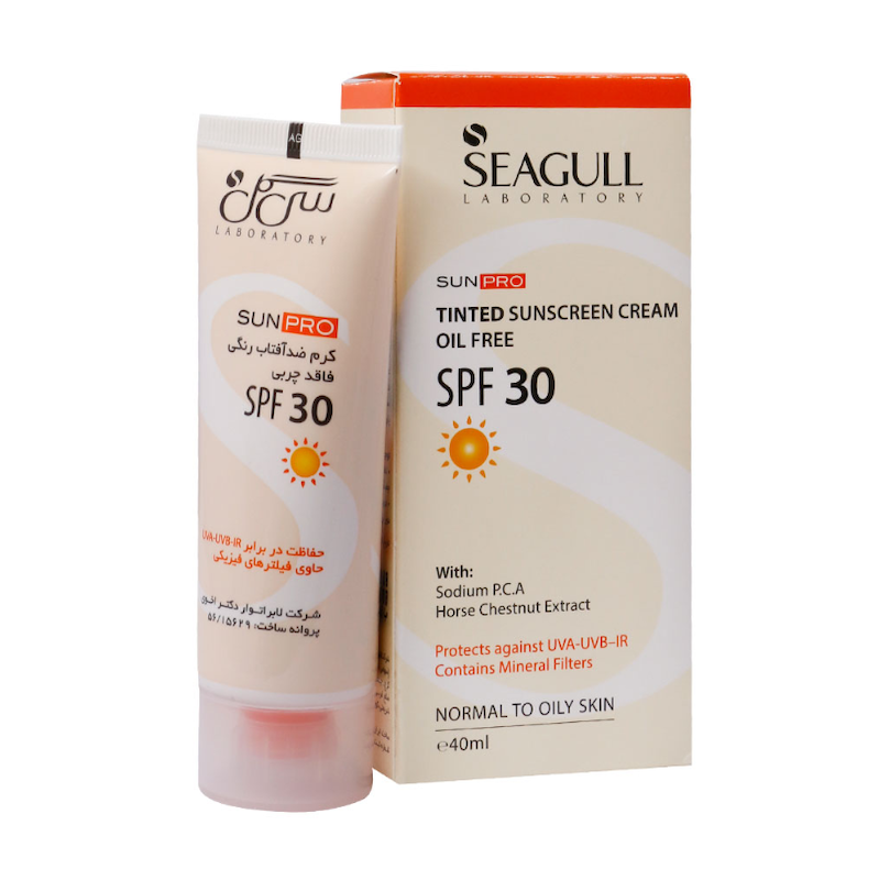 کرم ضد آفتاب رنگی SPF30 حاوی فیلترهای فیزیکی سی گل 30 میلی لیتر Tinted Sunblock Cream SPF30 with Mineral Sun Filters Seagull