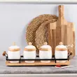 ست جا ادویه 5 پارچه ریور کد DH4916  جا ادویه چینی بن چاینا با پایه چوبی