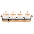 ست جا ادویه 5 پارچه ریور کد DH4916  جا ادویه چینی بن چاینا با پایه چوبی