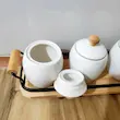 ست جا ادویه 5 پارچه ریور کد DH4910 جا ادویه چینی بن چاینا با پایه چوبی