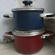   قابلمه گرانیتی ویدارو سایز 26 با درب شیشه‌ای  دسته نسوز ترکیه‌ای (قرمز تیره و آبی تیره)