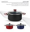   قابلمه گرانیتی ویدارو سایز 26 با درب شیشه‌ای  دسته نسوز ترکیه‌ای (قرمز تیره و آبی تیره)