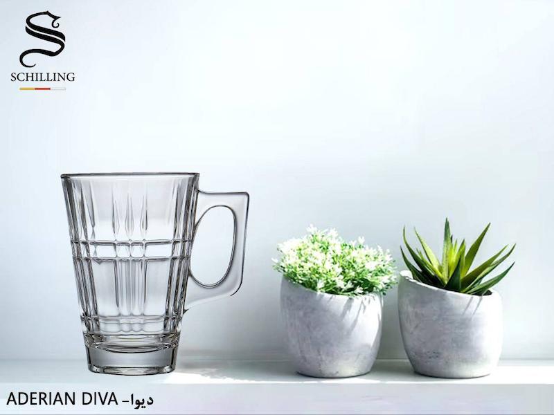 یوان کریستال شیلینگ مدل آدرینا دیوا پک ۶ عددی دسته‌دار حجم ۲۳۲ میلی‌لیتر
