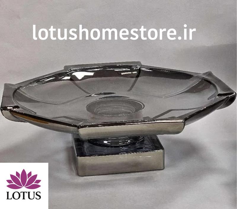 دیس پایه‌دار شیرینی‌خوری استیج دودی کریستال