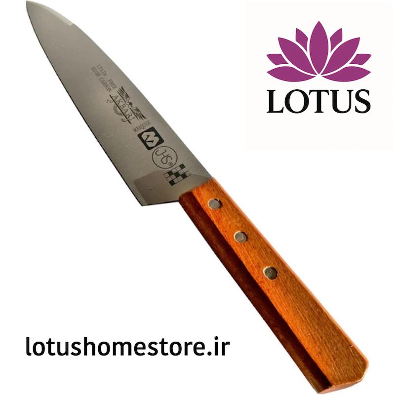   چاقو آشپزخانه اکبری  دسته چوبی مدل WS27 طرح مارکیز با تیغه 18 سانتی‌متری فولاد تیتانیوم ژاپن