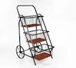  جا سیب زمینی و پیاز 3 طبقه برند آیسل AYSEL مدل کالسکه‌ای فلزی با کفه چوبی