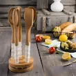 ست کفگیر و ملاقه چوبی  ۶ پارچه ریور مدل 8492 دسته سیلیکونی با استند چوبی