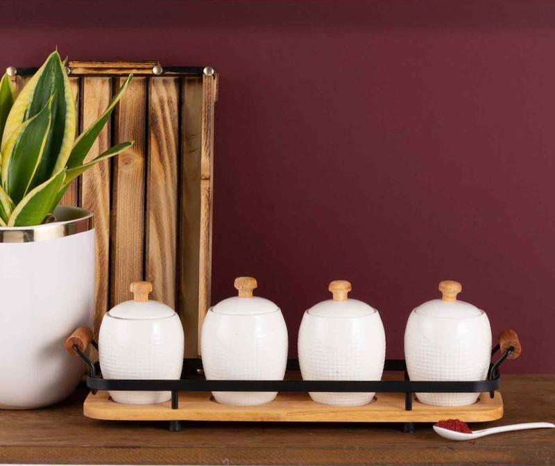 جا ادویه ۴ تایی بن‌چاینا با زیره چوبی ریور کد 08-9652