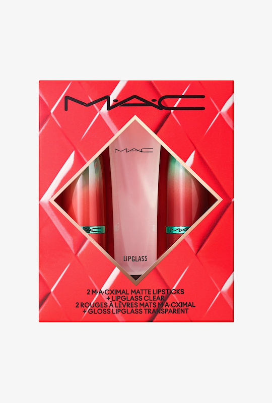 پک هالیدی MAC شامل 2 رژلب مات MACximal و لیپ‌گلاس شفاف مناسب ولنتاین 