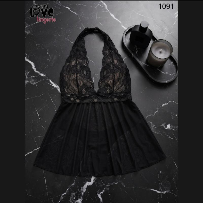 لباس خواب سایز بزرگ دانتل دار کد 1091