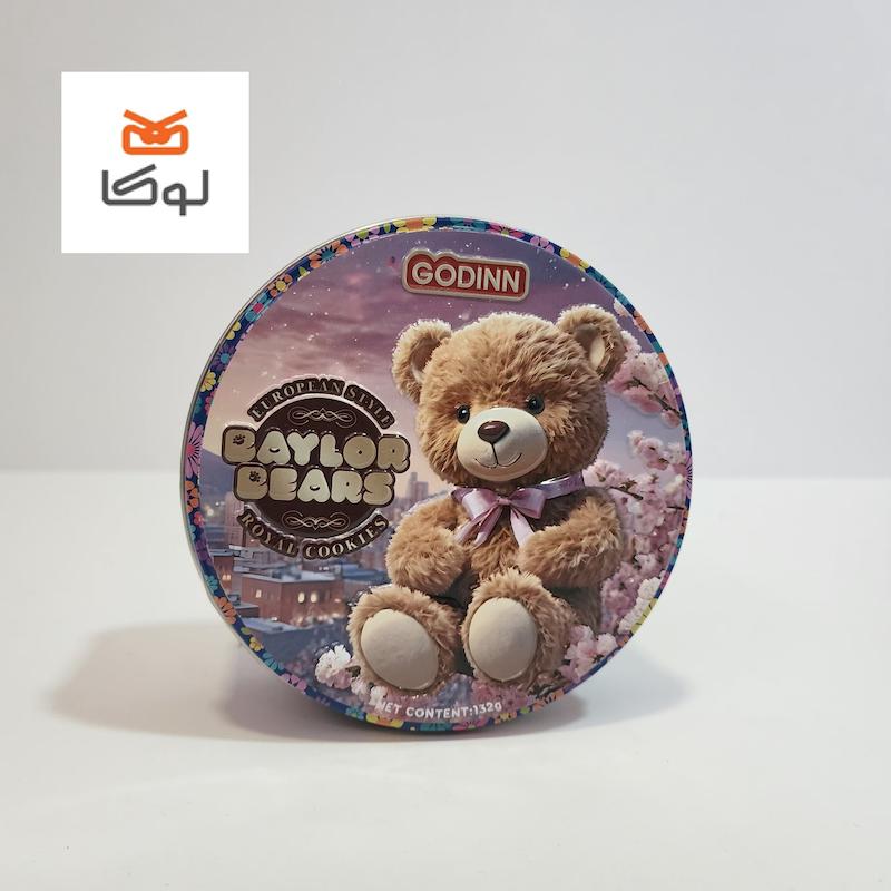 بیسکویت کره‌ای GODINN قوطی فلزی خرسی 132 گرمی