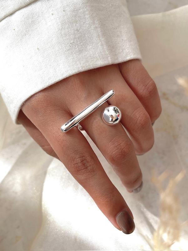 انگشتر خط و دايره سيلور