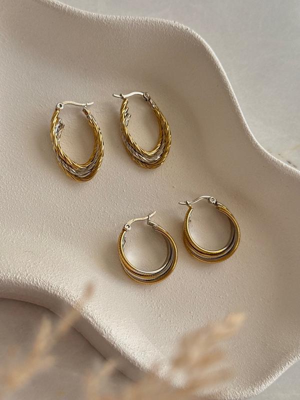 گوشواره دو رنگ حلقه اى