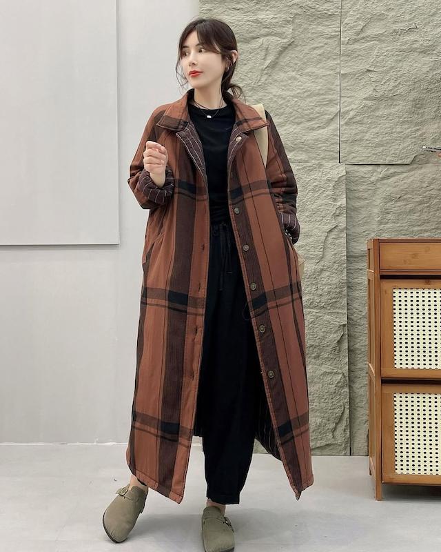 کاپشن بلند چارخونه