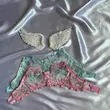 ست لباس زیر زنانه تور و گیپور طرح باغچه کاپ B