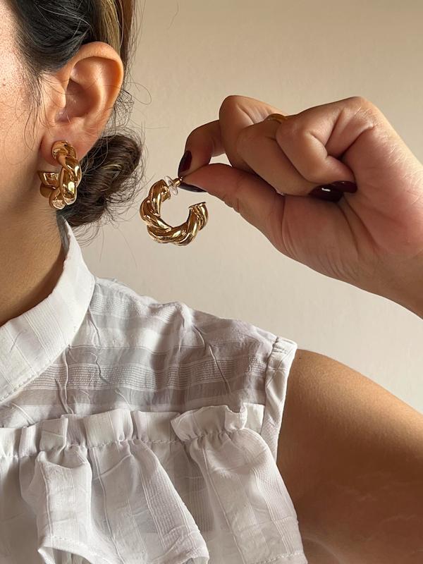 گوشواره حلقه پیچ پیچی گلد 