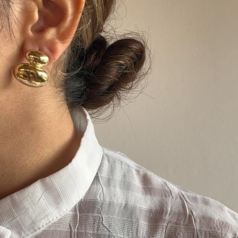 گوشواره دوبیضی روی هم گلد 