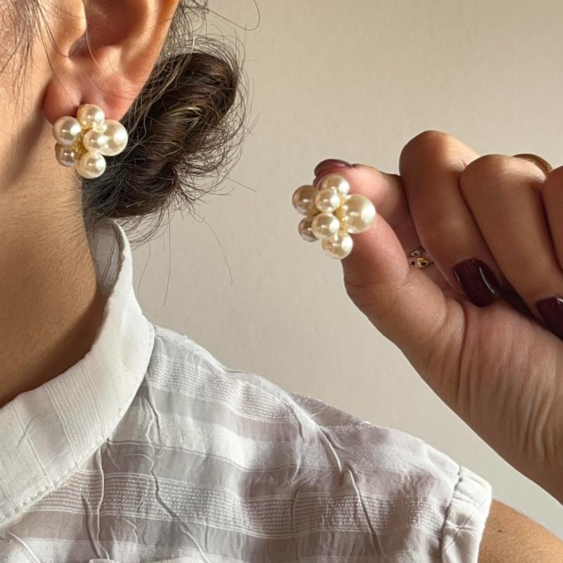 گوشواره گل مرواریدی