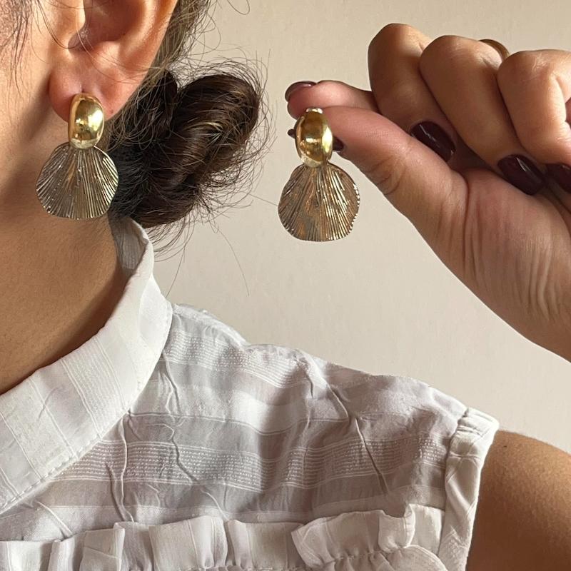 گوشواره صدف و طلای کوچک