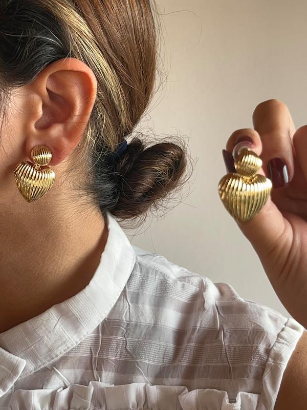 گوشواره دایره و قلب شیاردار